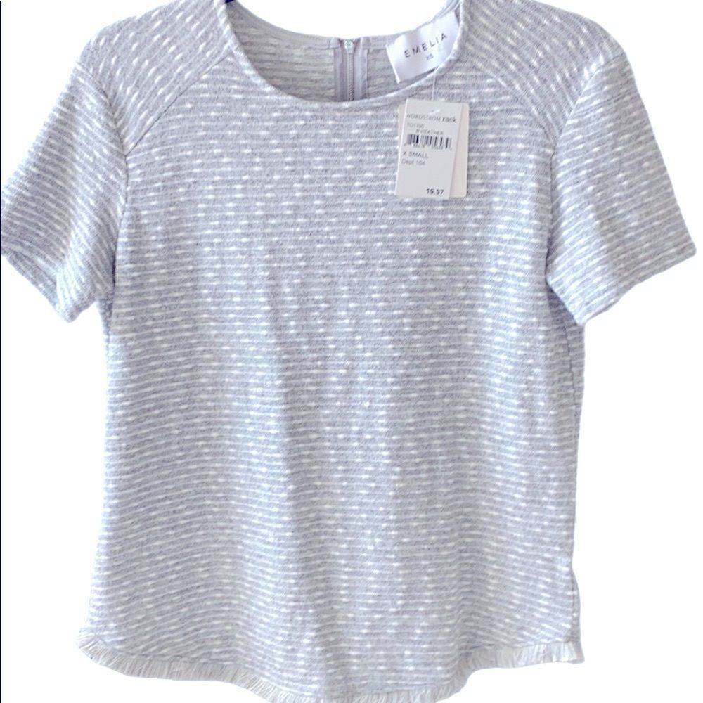 Emelia Grey XS Short Sleeves Blouse Gray NWT